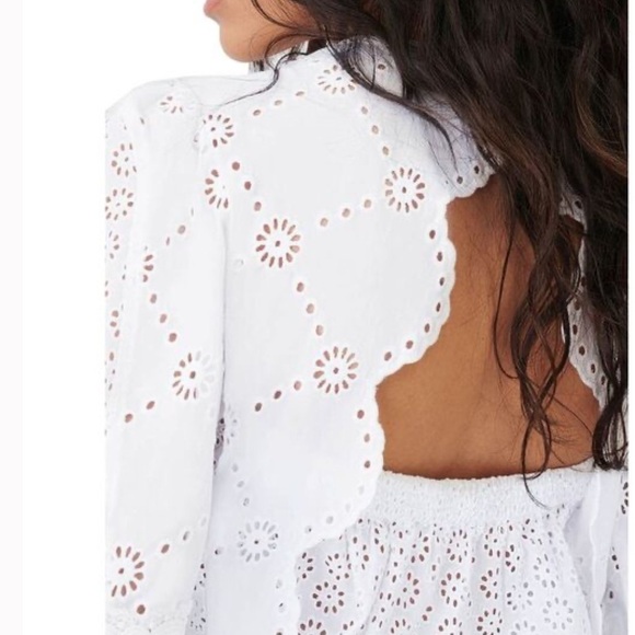 NWT Maje Lilou Eyelet Blouse Top With Cutout Ecru White L - Picture 3 of 7
